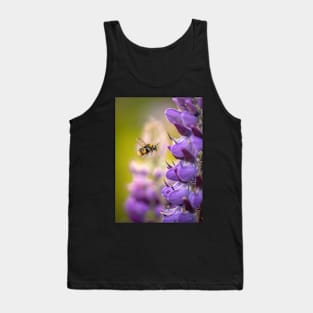Bumblebee in Flight with Purple Lupin Flowers Tank Top